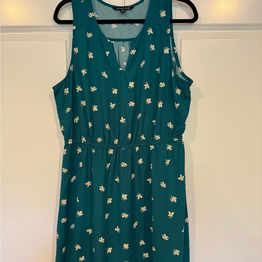 41 Hawthorn Green Sleeveless Sundress V-neck Midi